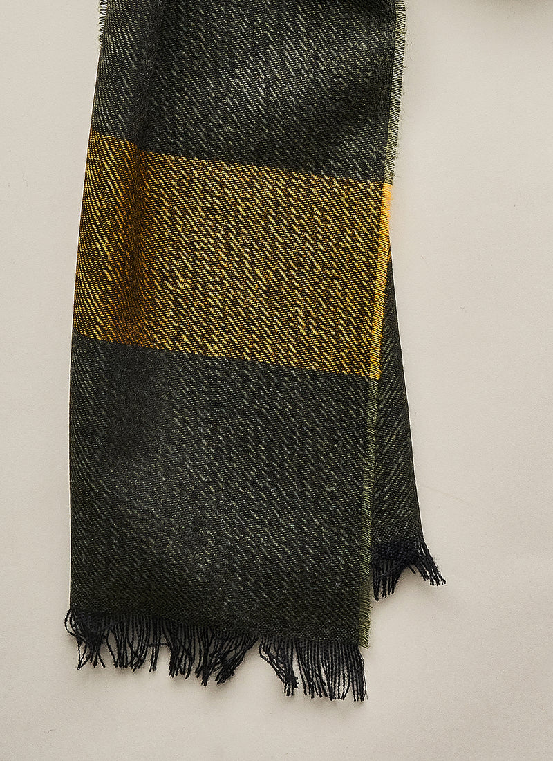 Striped Cashmere Scarf - Olive/Navy/Yellow - Brunati Como®