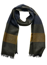 Striped Cashmere Scarf - Olive/Navy/Yellow - Brunati Como®