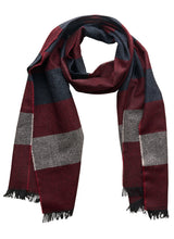 Striped Cashmere Scarf - Bordeaux /Navy/Grey - Brunati Como®