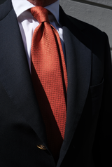 3- Fold Silk Jacquard Tie - Orange - Brunati Como®