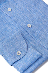 Linen Cutaway Collar Shirt - Blue - Brunati Como®