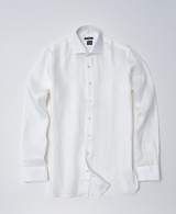 Linen Cutaway Collar Shirt - Navy - Brunati Como®