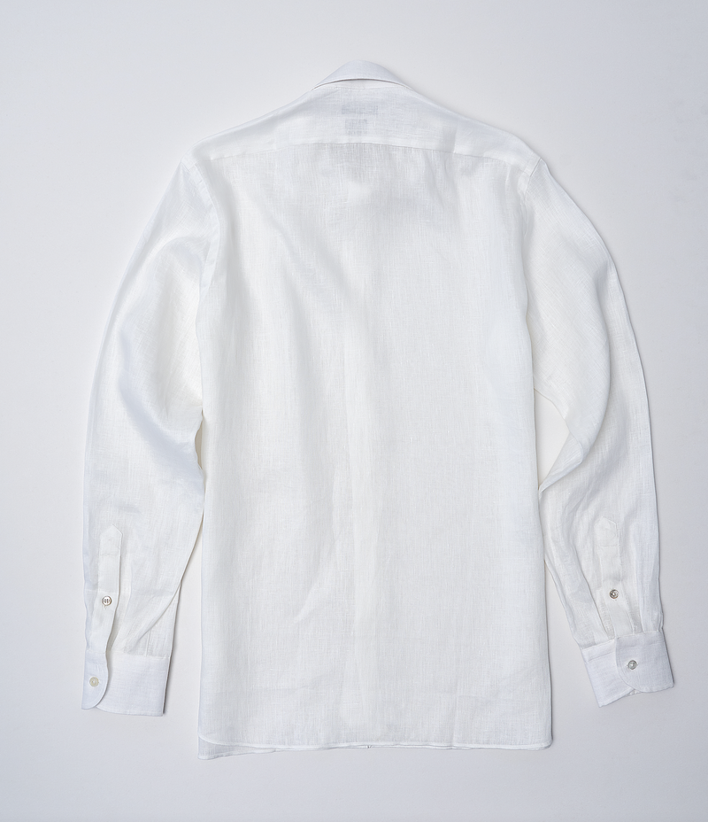 Linen Cutaway Collar Shirt - Blue - Brunati Como®