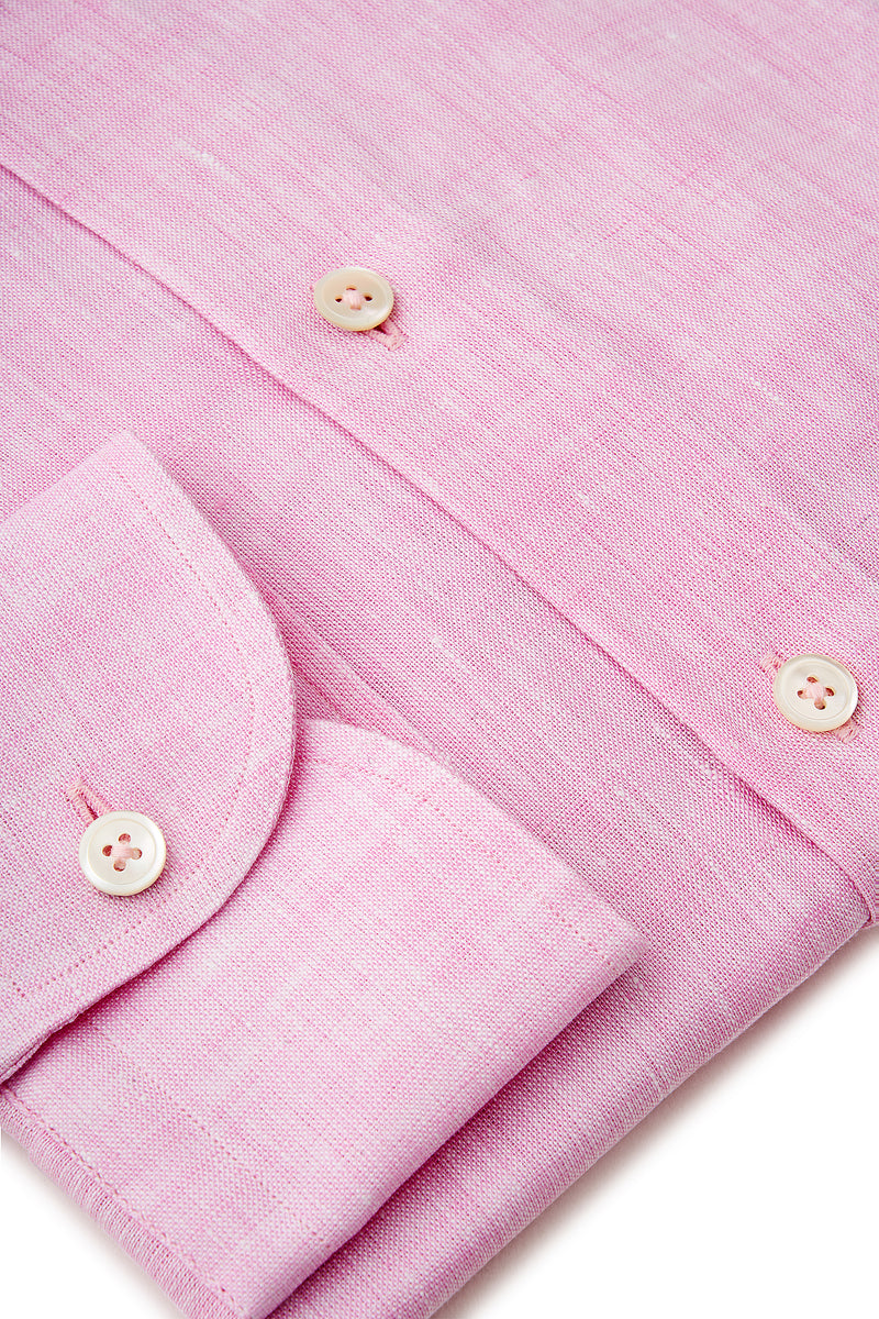 Linen Cutaway Collar Shirt - Pink - Brunati Como®