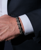 Black Onyx Sterling Silver Nugget Bracelet - Elastic