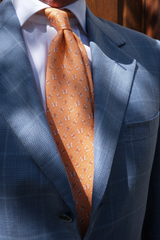 3-Fold Butterfly Patterned Printed Silk Tie - Mango Orange - Brunati Como®