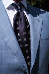 Paisley Silk Jacquard Tie – Navy / Light Blue - Brunati Como®