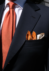 3- Fold Silk Jacquard Tie - Orange - Brunati Como®