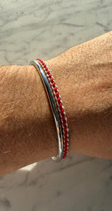 Braided Organic Cotton Silver Bracelet - Red / Off White - Brunati Como®
