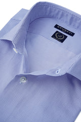 Pinstriped Classic Cutaway Collar Dress Shirt - Blue/White