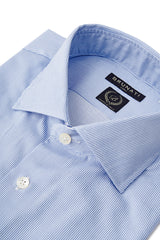 Pinstriped Classic Cutaway Collar Dress Shirt - Light Blue/White - Brunati Como®