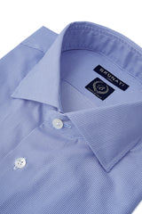 Pinstriped Classic Cutaway Collar Dress Shirt - Blue/White