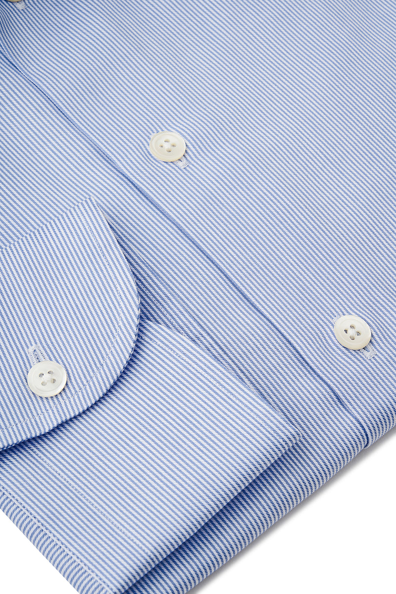 Pinstriped Classic Cutaway Collar Dress Shirt - Light Blue/White ...