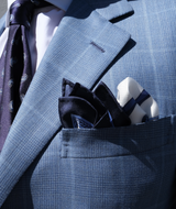 Belt Pattern Silk Pocket Square - Blue / White / Navy / Gold - Brunati Como®