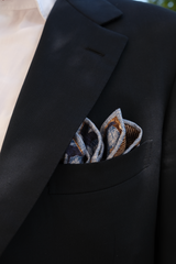 Doubleface Handrolled Silk Pocket Square - Navy / Brown - Brunati Como®