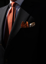 Heraldic Pattern Silk Pocket Square - Soft Orange / Mix - Brunati Como®