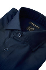 Classic Cutaway Collar Dress Shirt - Navy - Brunati Como®