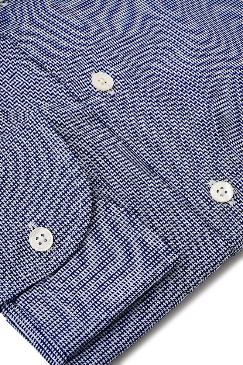 Minimal Check Classic Cutaway Collar Dress Shirt - Navy/White - Brunati Como®