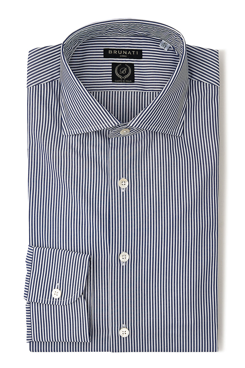 Striped Classic Cutaway Collar Dress Shirt - Royal Blue/White, 43 Striped Classic Cutaway Collar Dress Shirt - Royal Blue/White, 43