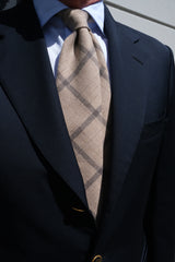 Colombo Cashmere Overcheck Tie - Beige/Taupe