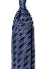 3- Fold Silk Jacquard Tie - Navy/Light Blue