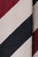3-Fold Striped Silk Shantung Tie - Burgundy/Navy/Off-White - Brunati Como®