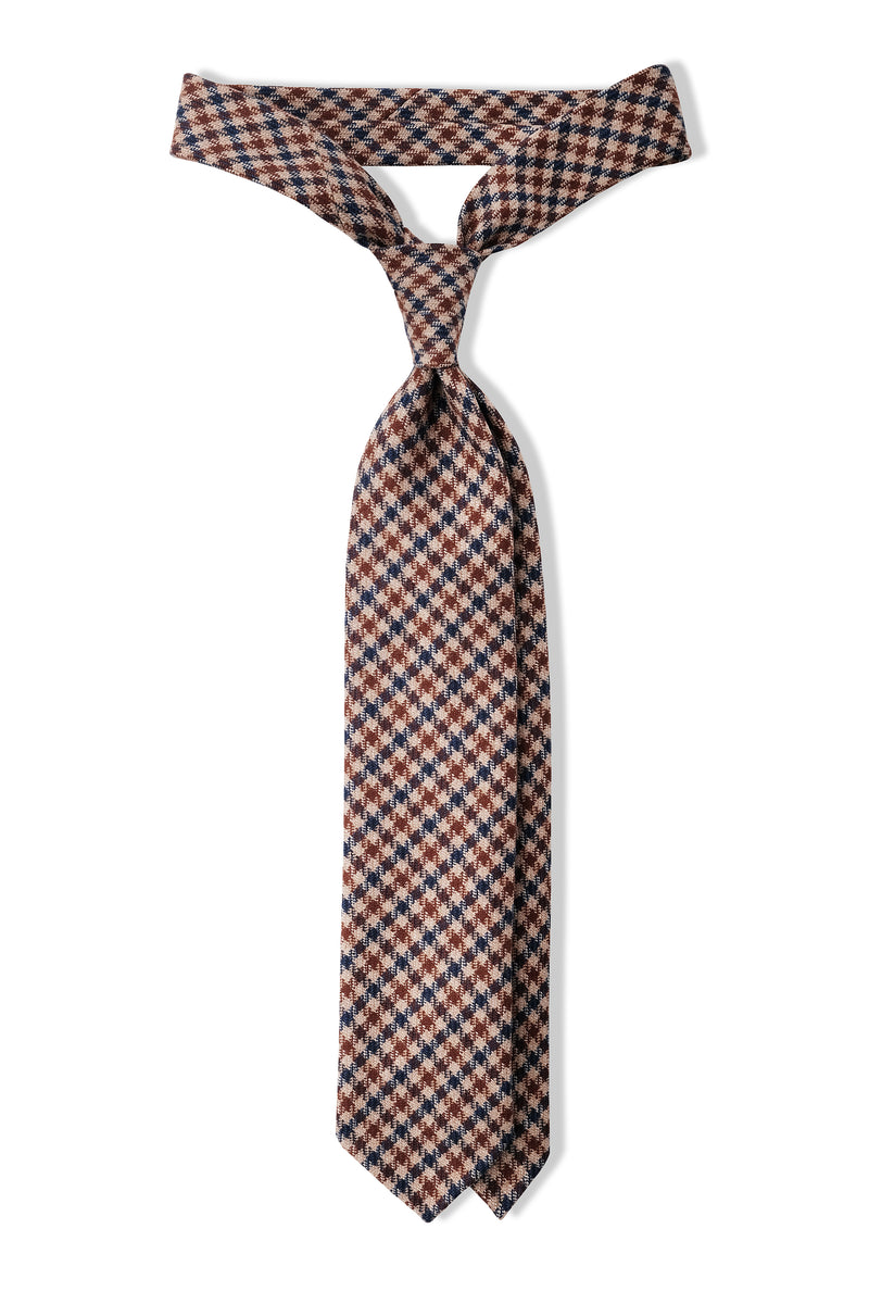 Magic Cashmere Multicolor Houndstooth Tie - Beige/Navy/Mustard - Brunati Como®