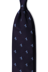3-Fold Untipped Silk Jacquard Repp Tie - Navy / Light Blue