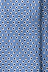 3-Fold Floral Patterned Printed Silk Tie - Light Blue / Navy - Brunati Como®