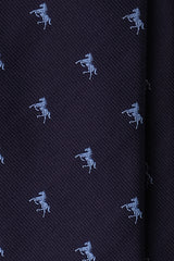 3-Fold Untipped Silk Jacquard Repp Tie - Navy / Light Blue