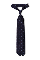 3-Fold Untipped Silk Jacquard Repp Tie - Navy / Light Blue