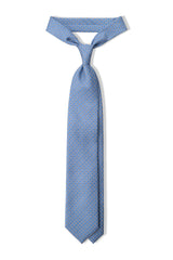 3-Fold Floral Patterned Printed Silk Tie - Light Blue / Navy - Brunati Como®