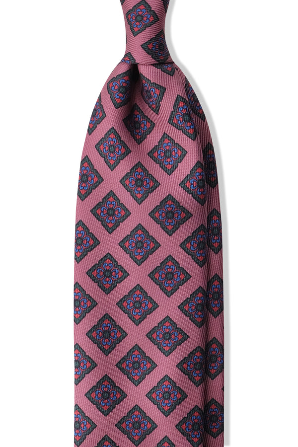 3-Fold Medallion Ancient Madder Silk Tie - Old Pink