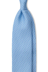 3-Fold Dog Patterned Printed Silk Tie - Light Blue / Blue - Brunati Como®