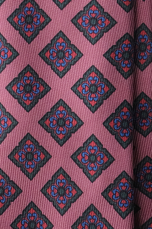 3-Fold Medallion Ancient Madder Silk Tie - Old Pink