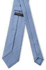 3-Fold Floral Patterned Printed Silk Tie - Light Blue / Navy - Brunati Como®