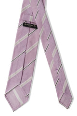 3-Fold Striped Silk Grenadine Tie - Lilac / Taupe / Grey - Brunati Como®