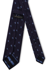 3-Fold Untipped Silk Jacquard Repp Tie - Navy / Light Blue