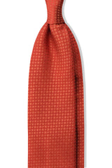 3- Fold Silk Jacquard Tie - Orange - Brunati Como®