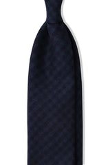 Colombo Cashmere Tonal Check Tie - Navy/Midnight