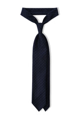 Colombo Cashmere Tonal Check Tie - Navy/Midnight