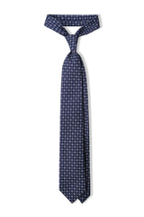 3-Fold Floral Silk Jacquard Tie - Navy / Light Blue / White / Pink