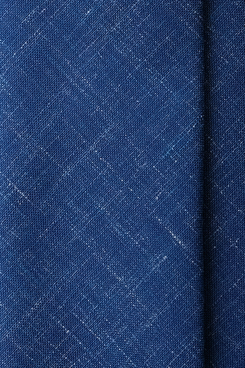 Handrolled Linen Cashmere Wool Tie - Royal Blue Melange - Brunati Como®