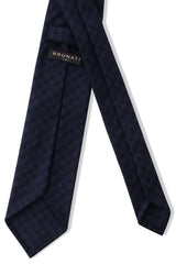 Colombo Cashmere Tonal Check Tie - Navy/Midnight