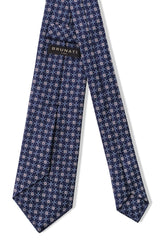 3-Fold Floral Silk Jacquard Tie - Navy / Light Blue / White / Pink