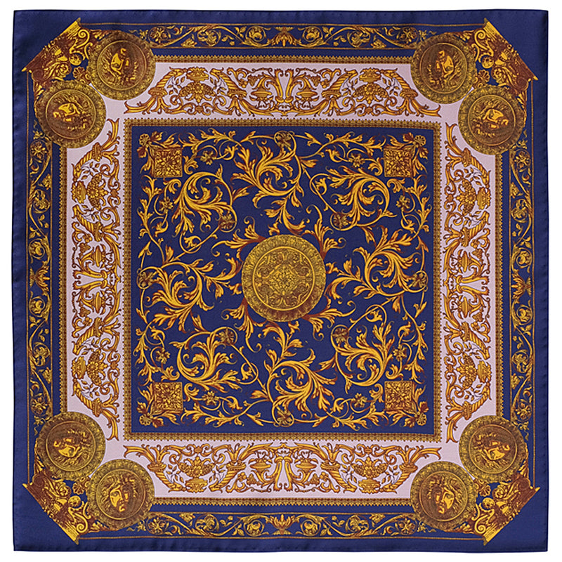 Royal Garden Silk Pocket Square - Blue / Gold