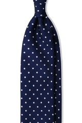 3-Fold Polka Dot Silk Tie - Navy / White