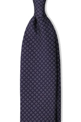 3-Fold Floral Silk Jacquard Tie - Navy / White