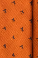 3-Fold Untipped Silk Jacquard Repp Tie - Orange / Brown