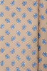 3- Fold Untipped Paisley Silk Tie - Vanilla / Light Blue / White - Brunati Como®